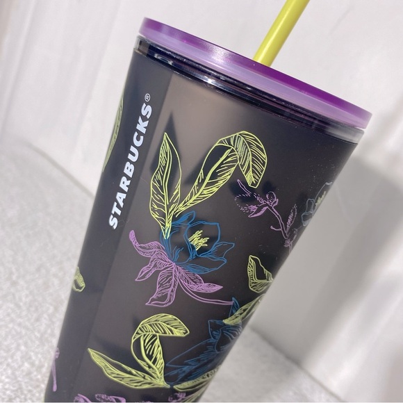 Starbucks 2024 Winter Purple Blossom Floral Soft Touch Tumbler with Straw - Picture 2 of 13